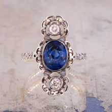 Antique Burma Sapphire & Diamond Dinner Ring