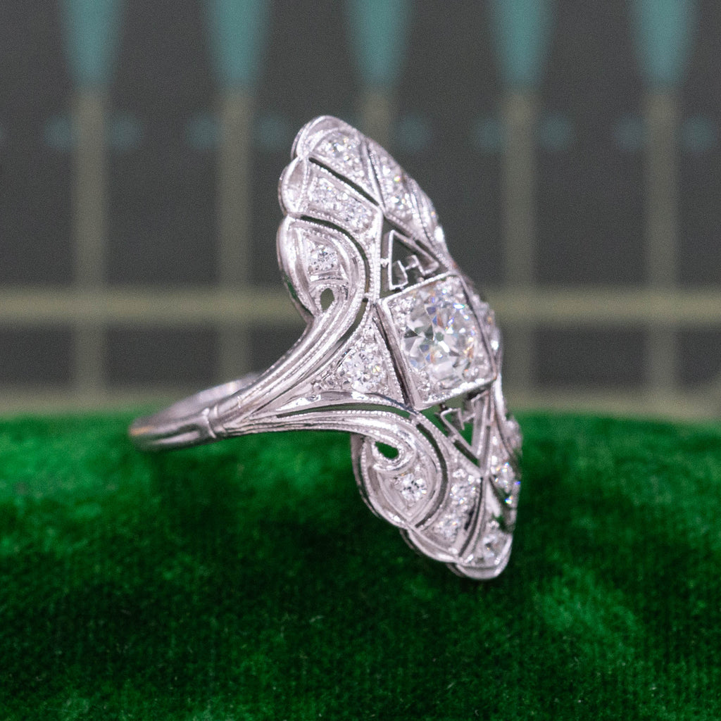 1920s Art Deco Filigree Diamond Ring Pippin Vintage Jewelry