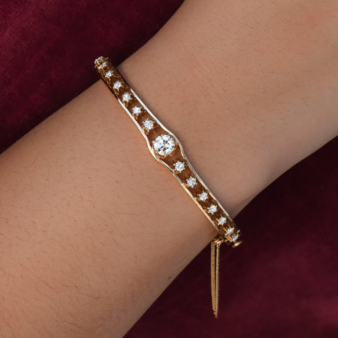 Antique Diamond Gold Bangle c1930