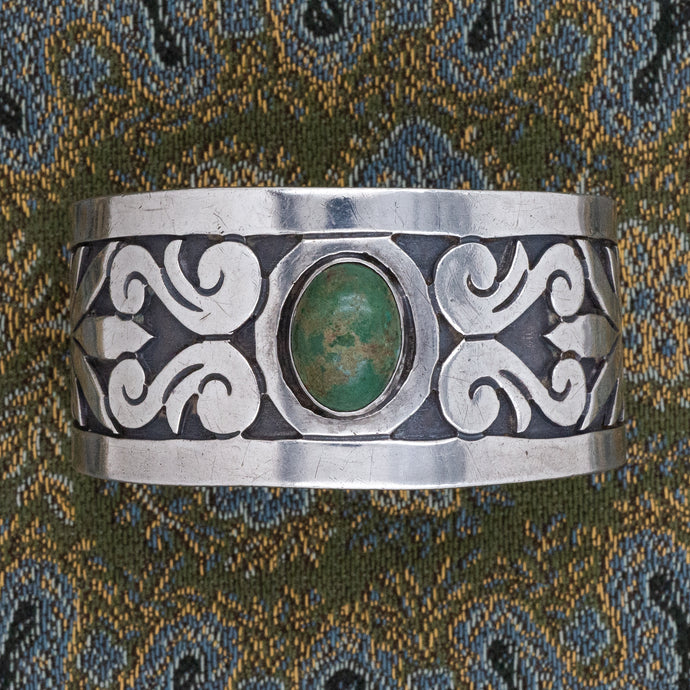 Los Ballesteros Taxco Sterling & Turquoise Cuff c1950
