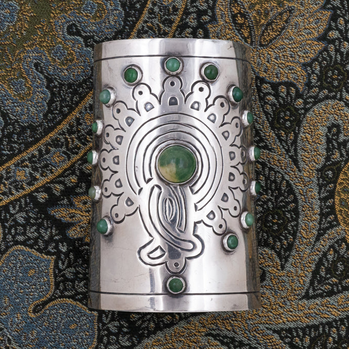 Rafael Melendez Taxco Sterling & Jade Cuff c1940