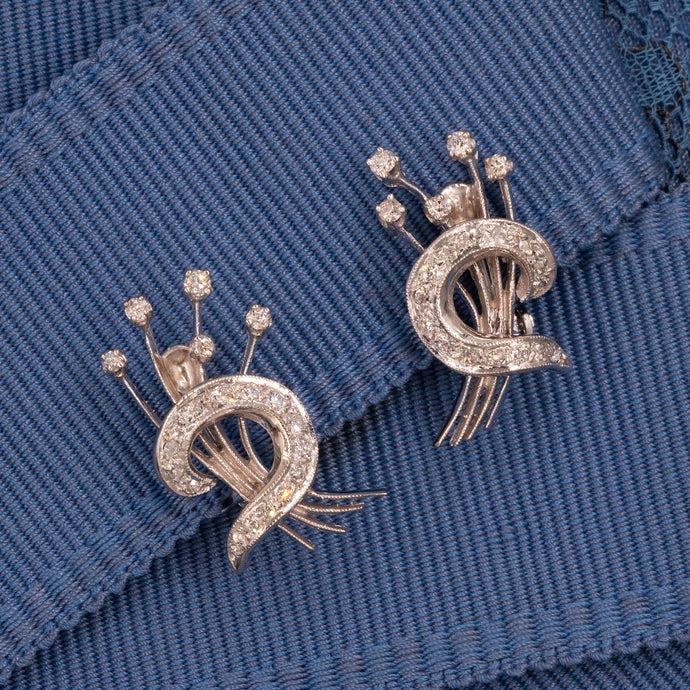 Diamond Spray Earrings c1950