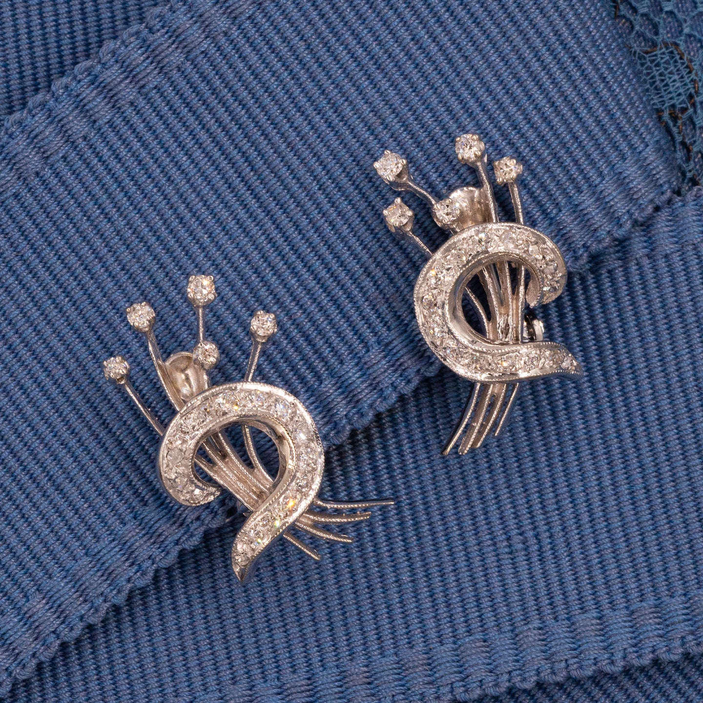 Diamond Spray Earrings c1950