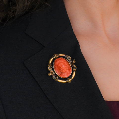 Zeus-Ammon Coral Cameo c1840