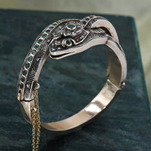 Georgian Revival Diamond & Emerald Snake Bangle