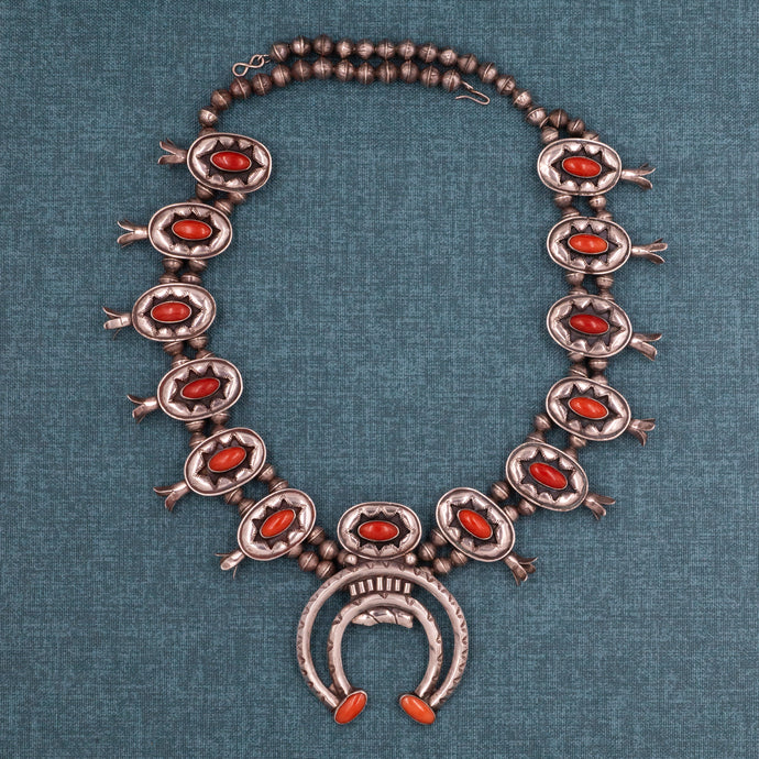 Coral Squash Blossom Necklace