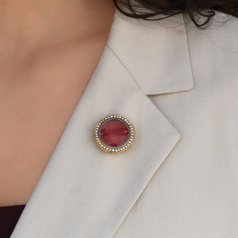 Memorial Locket Watch Pin c1880