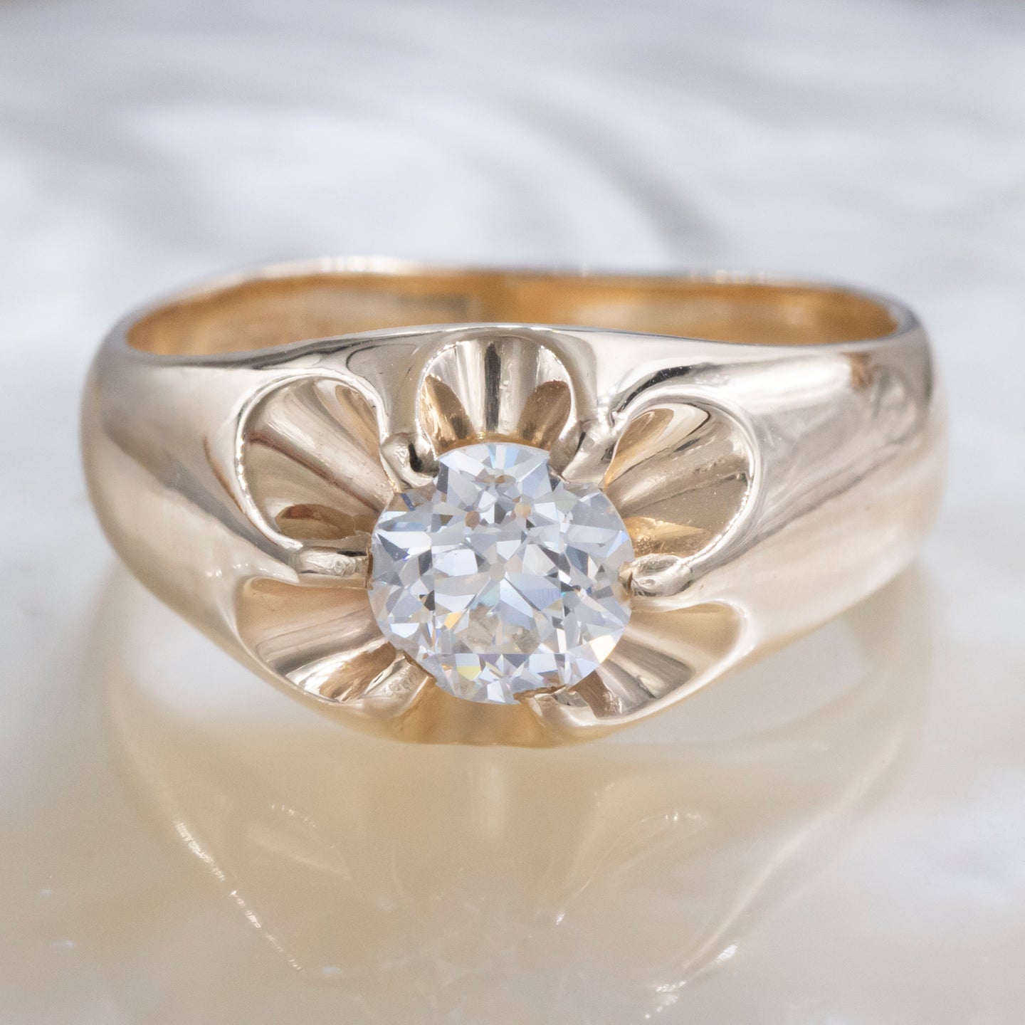 Old European Diamond Belcher Ring c1900