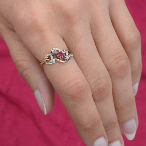 Belle Époque Ruby & Rose-Cut Diamond Ring