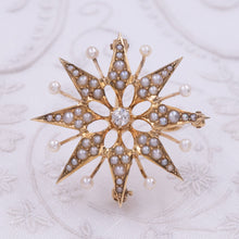 Starburst Pin/Pendant with Pearls & Diamond c1910
