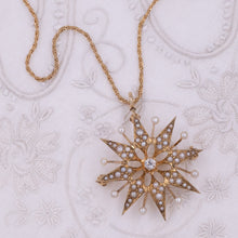Starburst Pin/Pendant with Pearls & Diamond c1910
