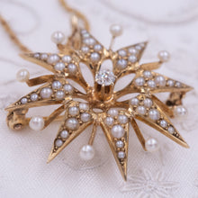 Starburst Pin/Pendant with Pearls & Diamond c1910