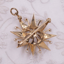 Starburst Pin/Pendant with Pearls & Diamond c1910