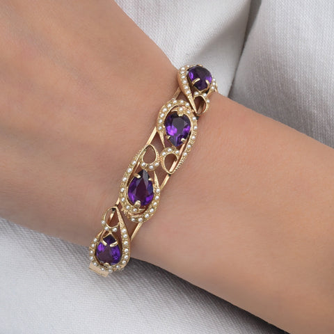 Amethyst & Seed Pearl Bangle c1940