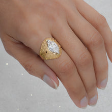 Bold Gold Antique Marquise Diamond Solitaire Ring