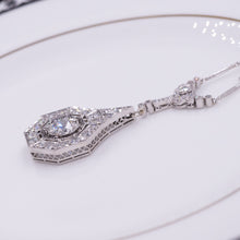 Art Deco Diamond Drop & Natural Pearl Necklace