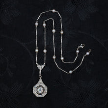 Art Deco Diamond Drop & Natural Pearl Necklace