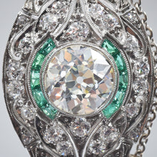 Art Deco Kozibe Diamond Bracelet with Emeralds c1920