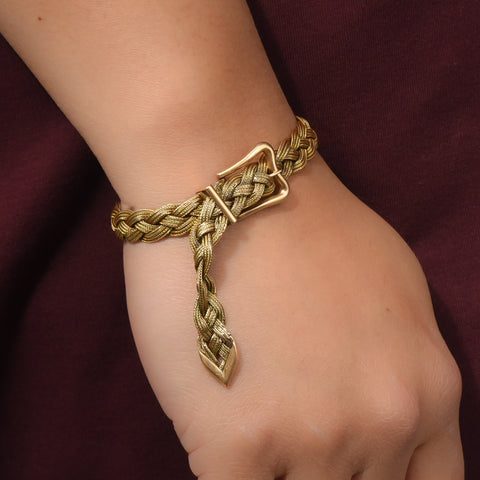 Braided Gold Buckle Bracelet c1910