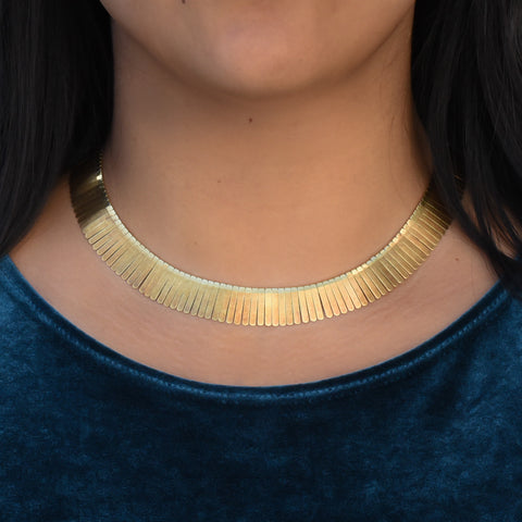 Gold Fringe Collar Necklace c1980