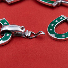 Green Enamel Horseshoe Bracelet c. 1970s