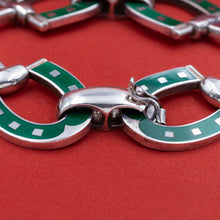 Green Enamel Horseshoe Bracelet c. 1970s