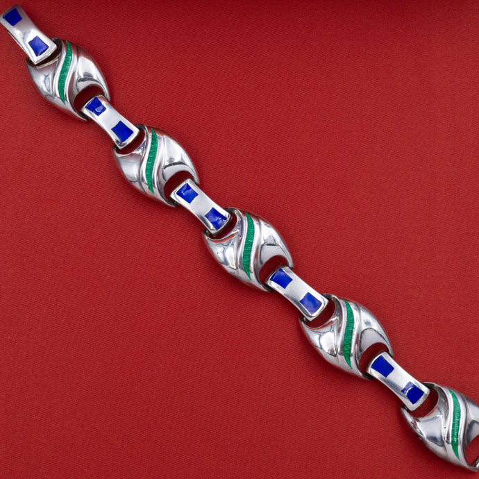 Sterling and Enamel Bracelet c. 1950s