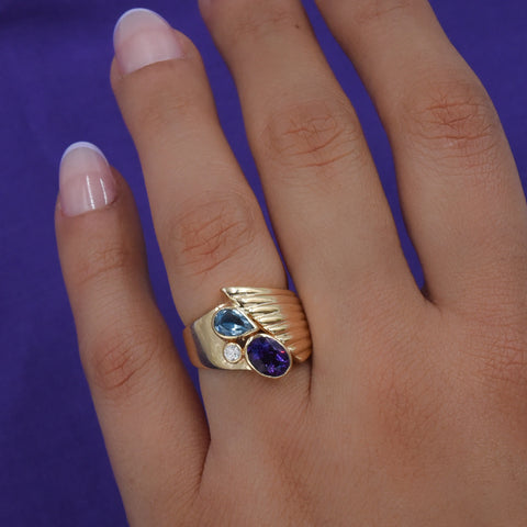 Multi-Gem Cocktail Ring c1980