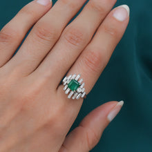Colombian Emerald & Diamond Steps Ring c1950