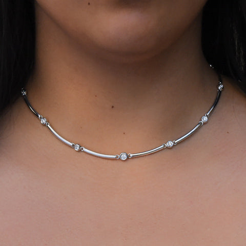 Platinum & Diamond Station Necklace