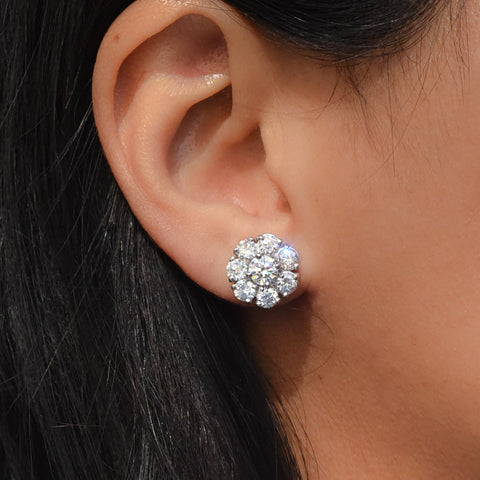 Diamond Cluster Stud Earrings c1940