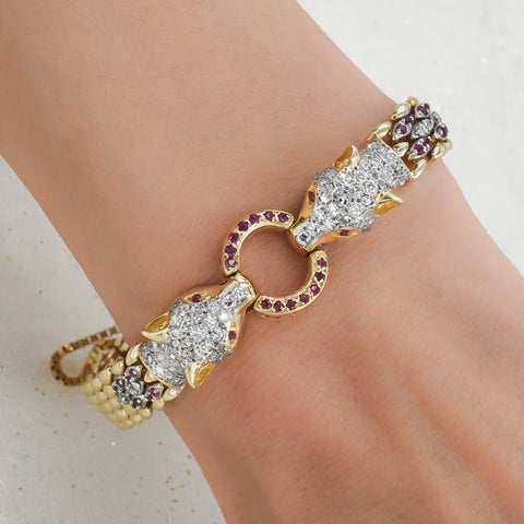 Panther Bracelet with Rubies and Diamonds c1980