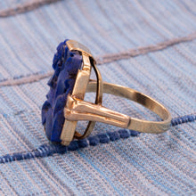 Carved Lapis Lazuli Ring c1930