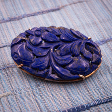 Carved Lapis Brooch c1930