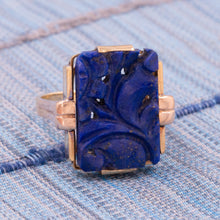 Carved Lapis Lazuli Ring c1930