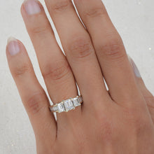 Emerald-Cut and Baguette-Cut Diamond Steps Ring c1990