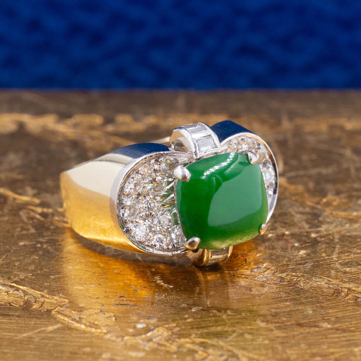1980s Fine Jade & Diamond Ring