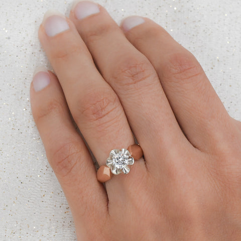 Colorless .58ct Diamond Buttercup Solitaire c1930