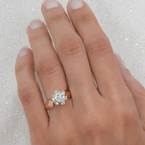 Soviet 1.10ct Diamond Buttercup Ring c1930