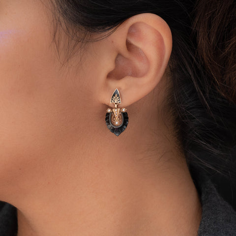 Victorian Onyx & Pearl Earrings