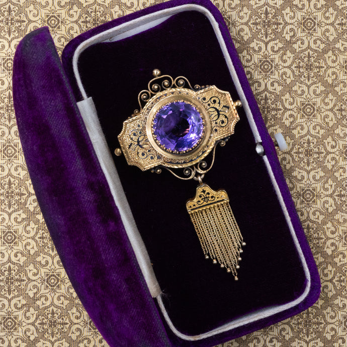 Taille D’Epargne Amethyst Brooch c1870