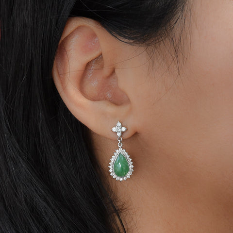 Fine Jade & Diamond Drop Earrings