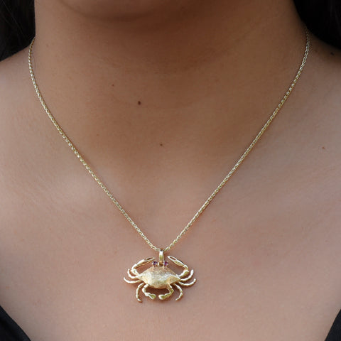 Crab Charm with Red Spinel Eyes