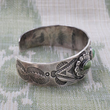 1940s Old Pawn Slim Silver Turquoise Cuff