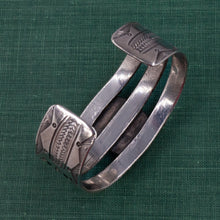 1940s Old Pawn Wide Silver Turquoise Cuff