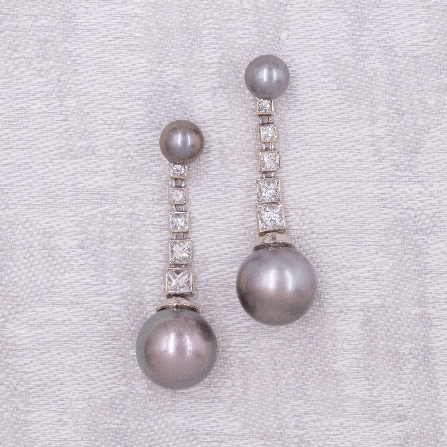 Tahitian Black Pearl & Diamond Day to Night Drop Earrings