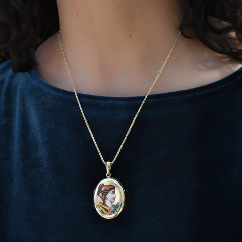 Etruscan Revival Handpainted Enamel Locket
