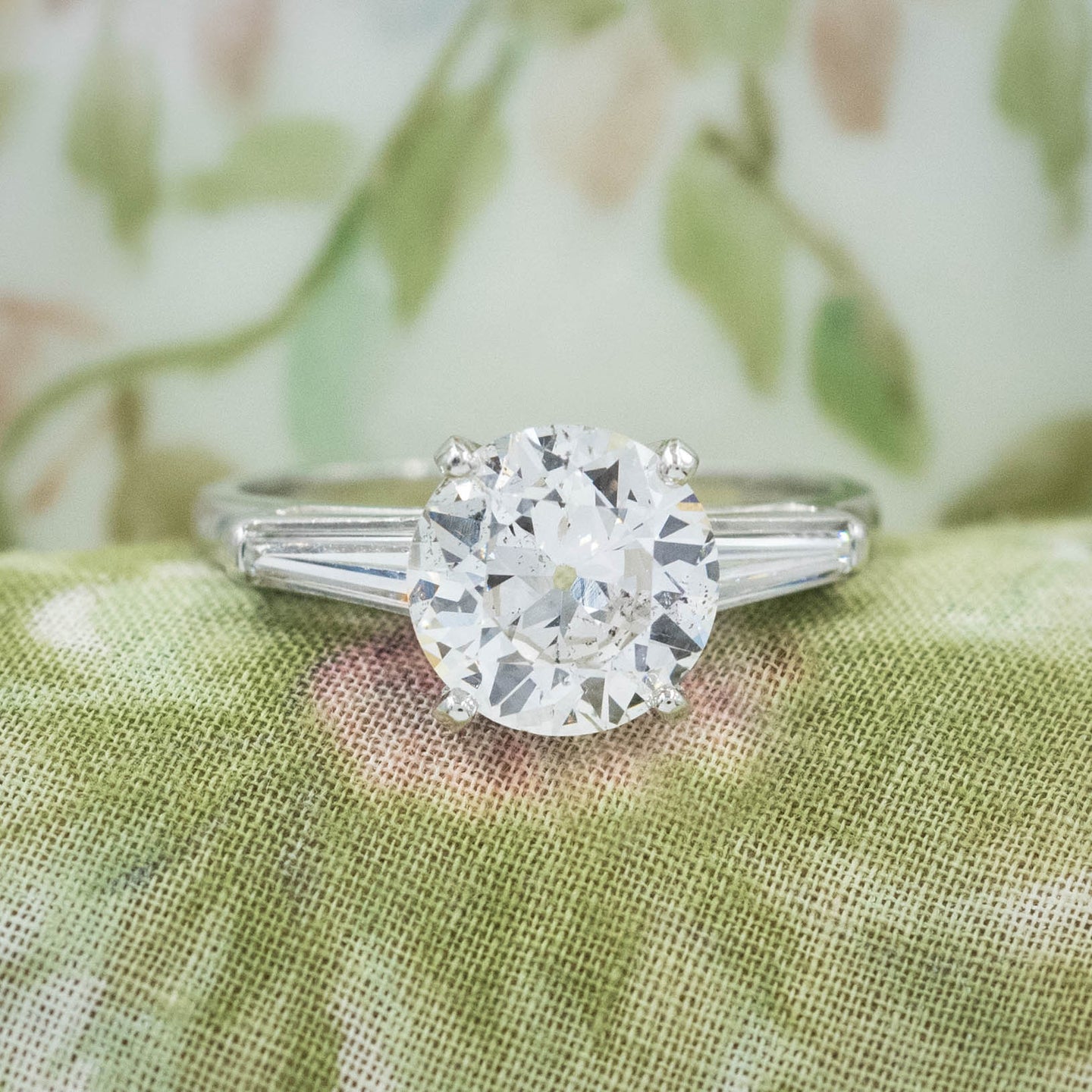Classic 2.25 Carats Engagement Ring. Round Solitaire Ring. 