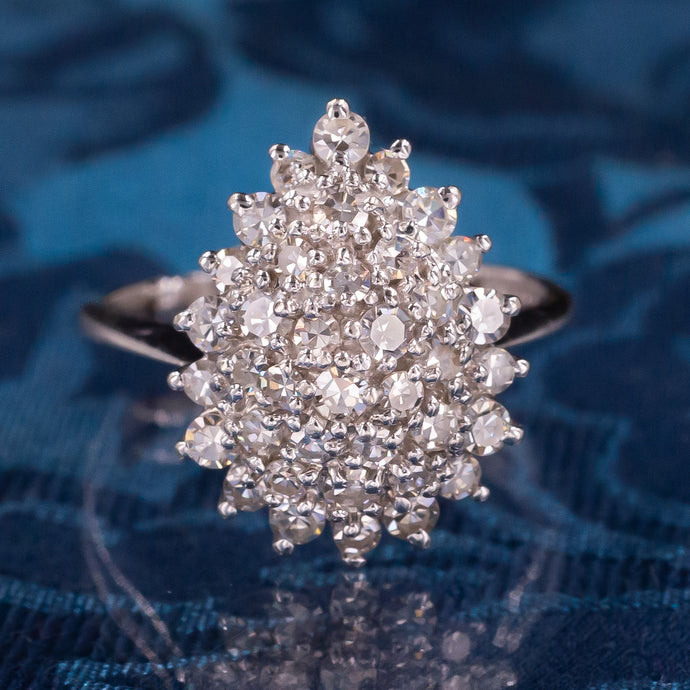 Pear-Shaped Diamond Cluster Ring