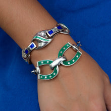 Green Enamel Horseshoe Bracelet c. 1970s